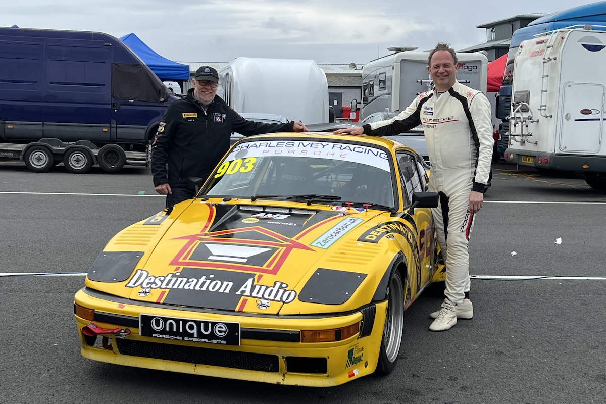 VANHAUEN RACING at Anglesey 2023 - Kenn van Hauen and Phil Brough with the 903 in the paddock, the first 911 to race in the CALM All Porsche Trophy.