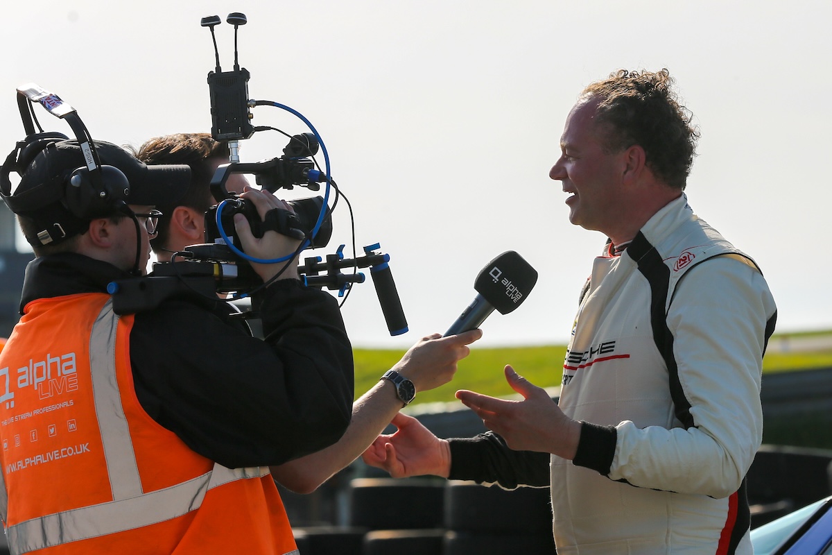 VANHAUEN RACING at Anglesey 2023 - Kenn van Hauen interviewed trackside for the live broadcast, which focused on the 903's UK racing debut. © Sean Mulcahy Photographic 2023