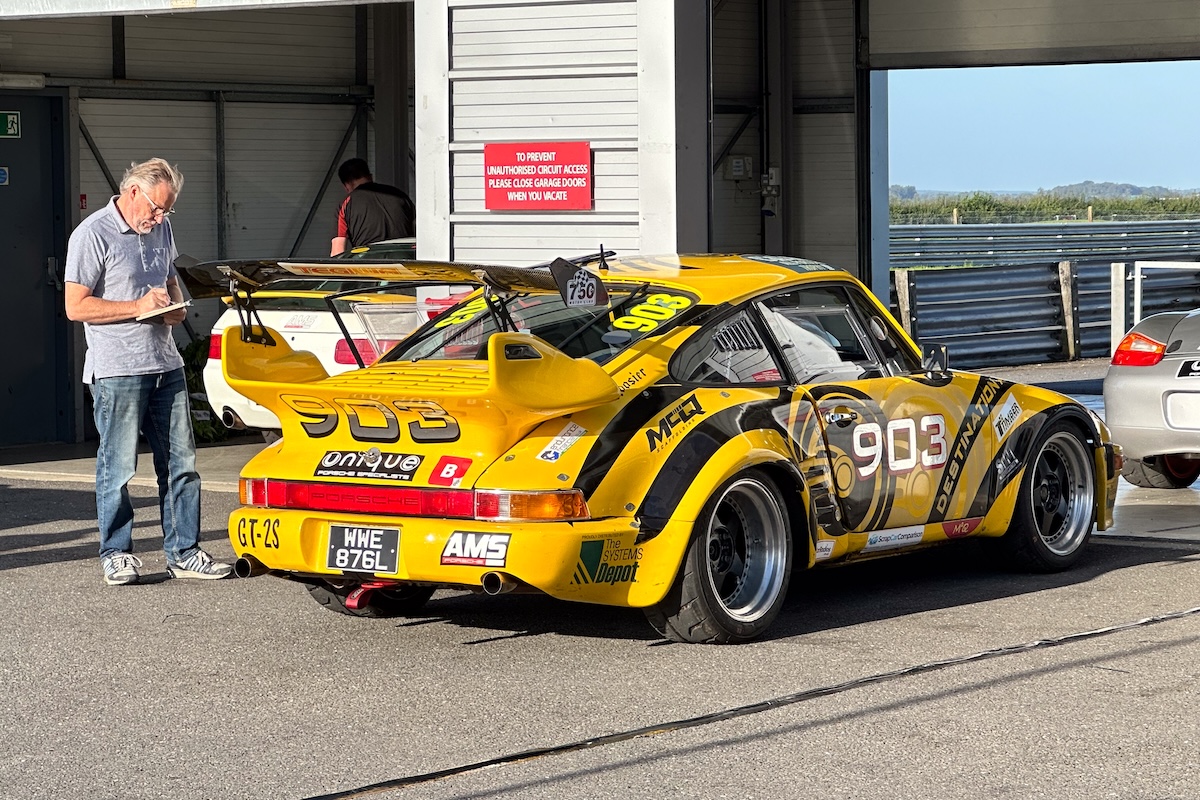 VANHAUEN RACING at Snetterton 2023 - Phil Brough with the 903 after scrutineering passed the car for racing, and before the compulsory noise test.