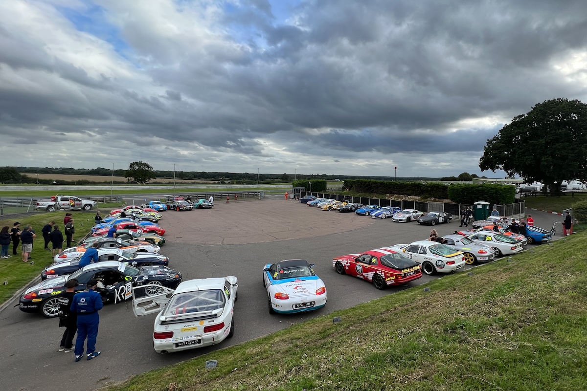 VANHAUEN RACING at Snetterton 2023 - The full CALM All Porsche Trophy field in the assembly area before going out on track.
