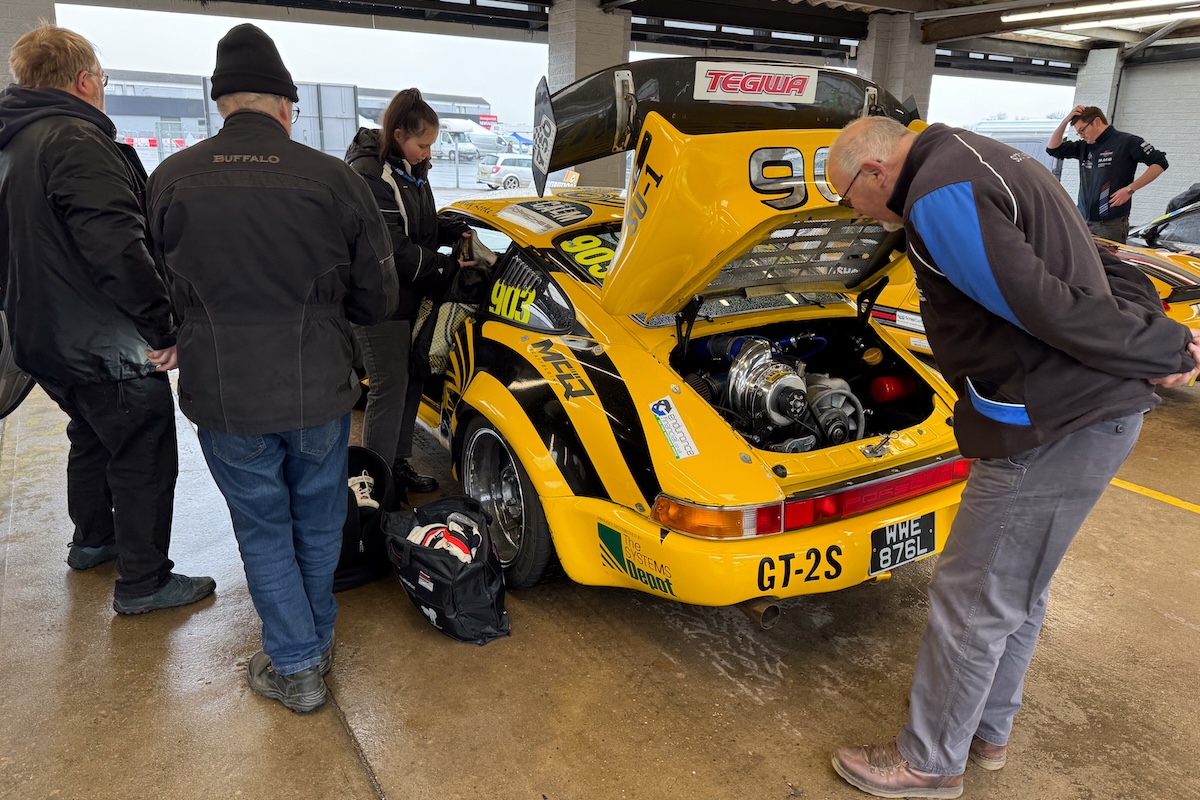 VANHAUEN RACING at Donington Park 2024 - In the garage before the race, the engine cover up and the Paxton supercharger on show.