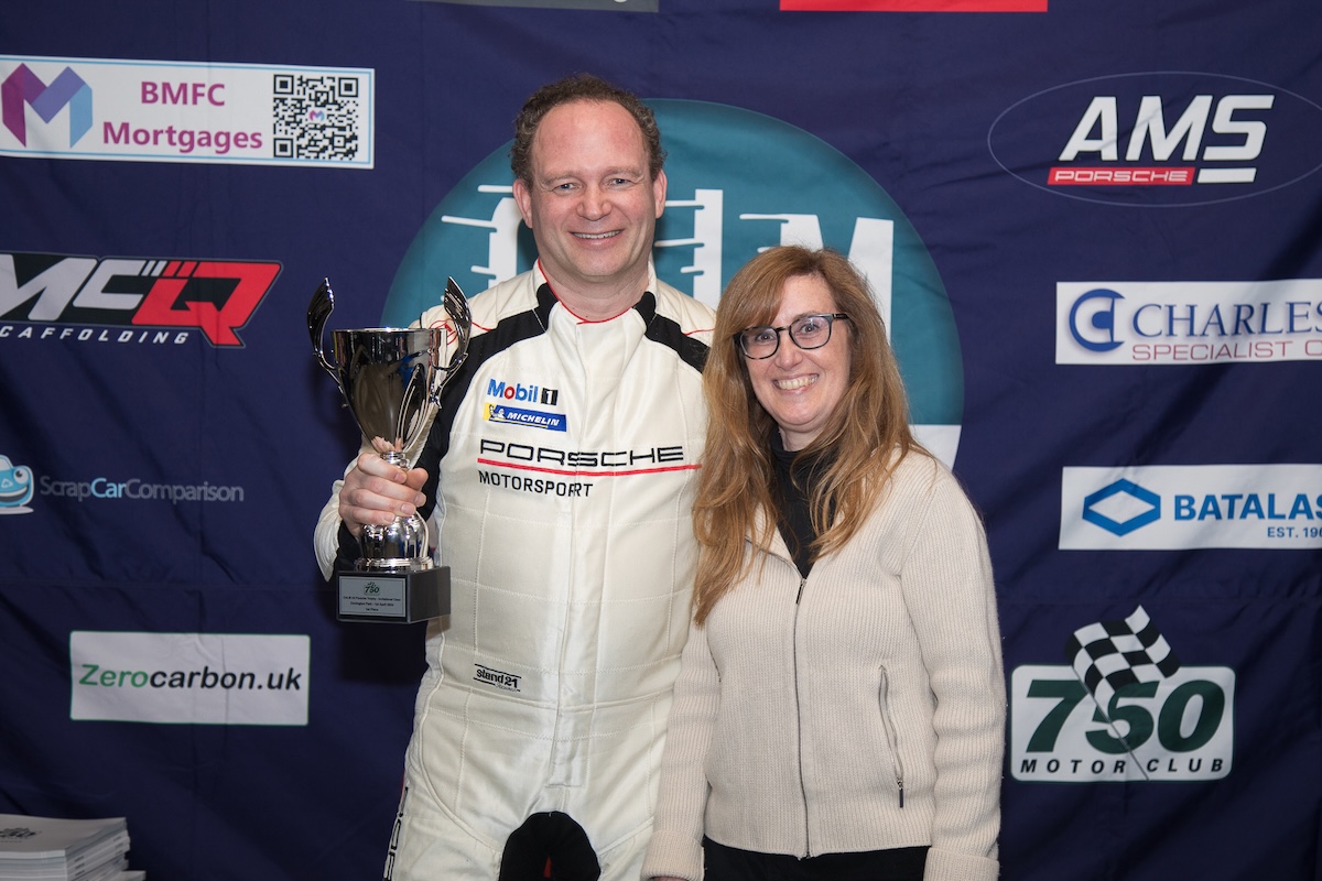 VANHAUEN RACING at Donington Park 2024 - Kenn van Hauen and Sabine with the Invitation Class trophy. © Sean Mulcahy Photographic 2024