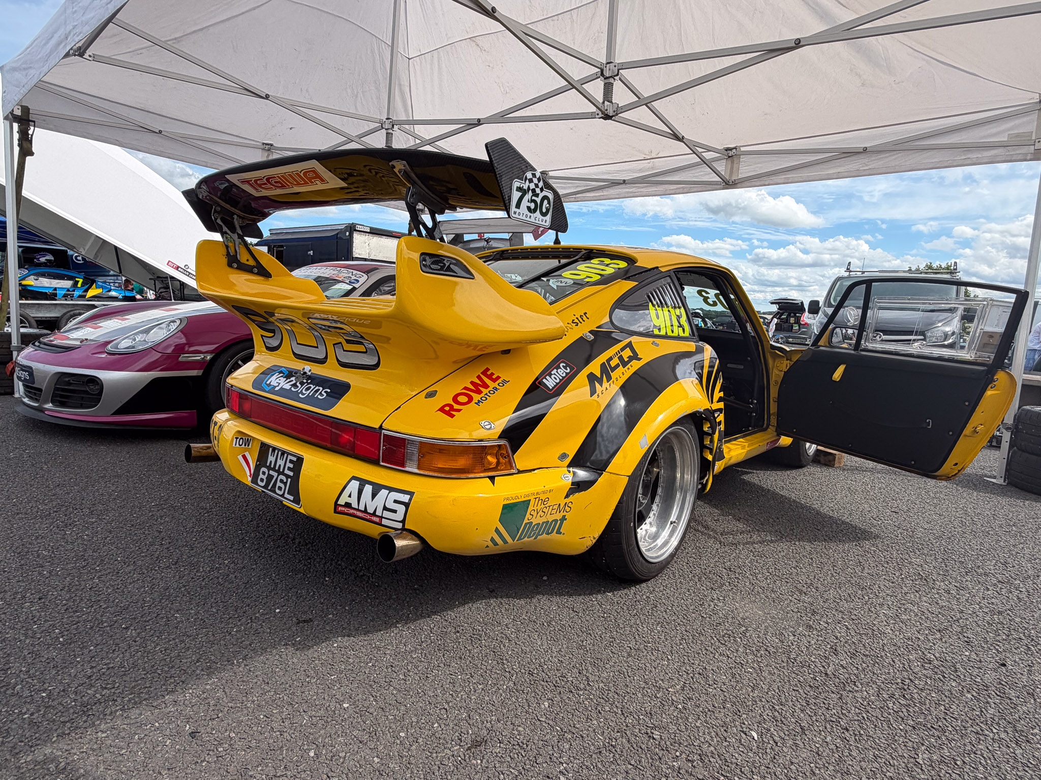 VANHAUEN RACING at Snetterton 300 2026 - The 903 under the awning in the Snetterton paddock between sessions.